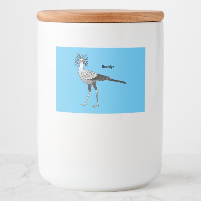 Secretary bird cartoon illustration lebensmitteletikett (Vorderseite)