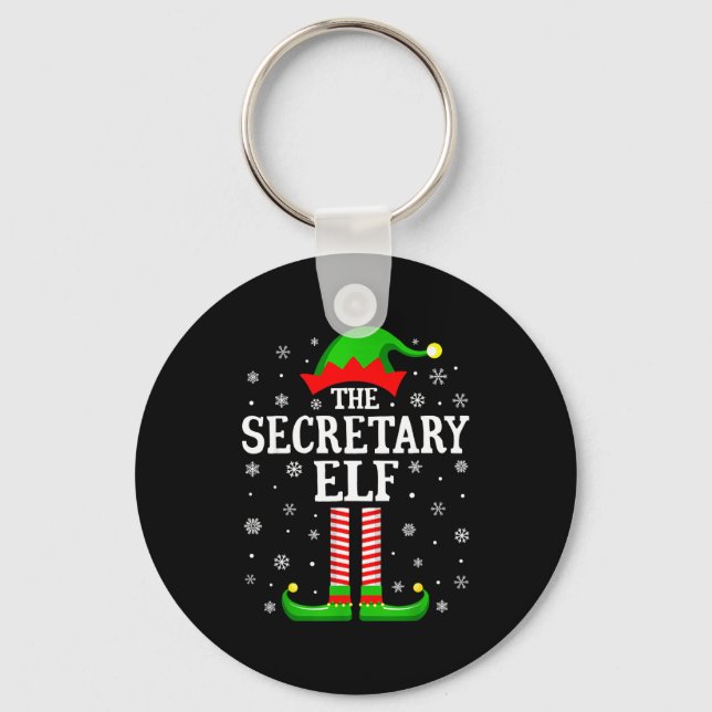 Secretary Elf Funny Christmas Family Matching  Schlüsselanhänger (Vorderseite)