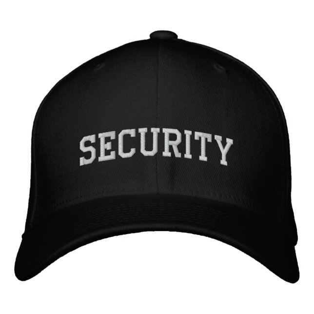 Sécurité brodée en blanc sur casquette noir|casque (Devant)