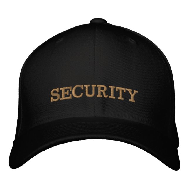 SECURITY embroidered baseball cap gold / black Bestickte Baseballkappe (Vorderseite)