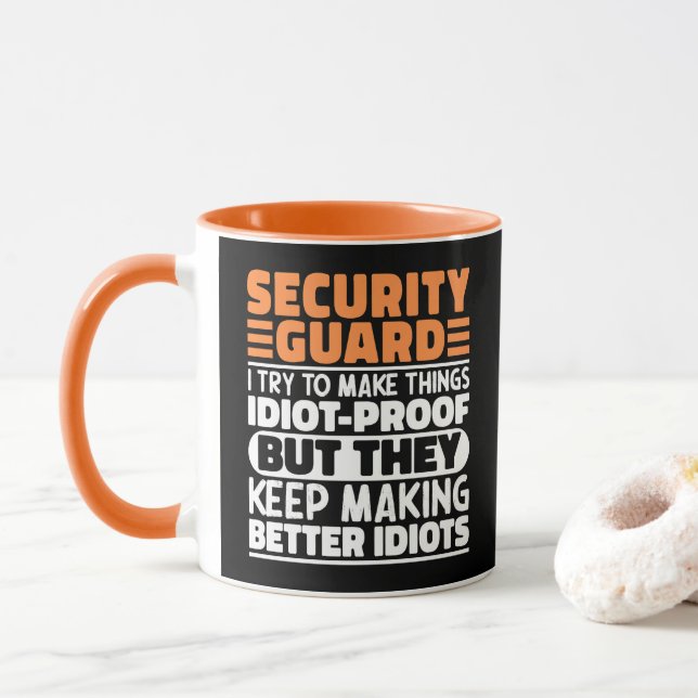 Security Guard Ich versuche Dinge zu Lustigen Sprü Tasse (Mit Donut)
