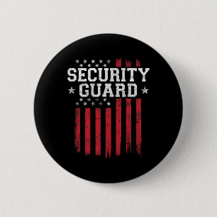 Security Guard Proud American Flag USA Patriot Pat Button