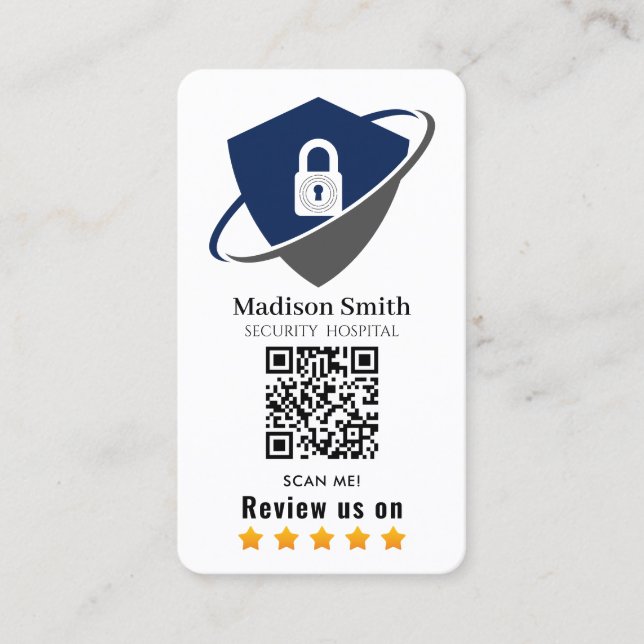 SECURITY  HOSPITAL review QR Code  Business Card Visitenkarte (Vorderseite)