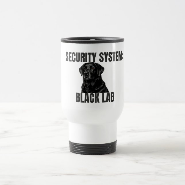 Security System Black Lab Travel Mug (Centre)