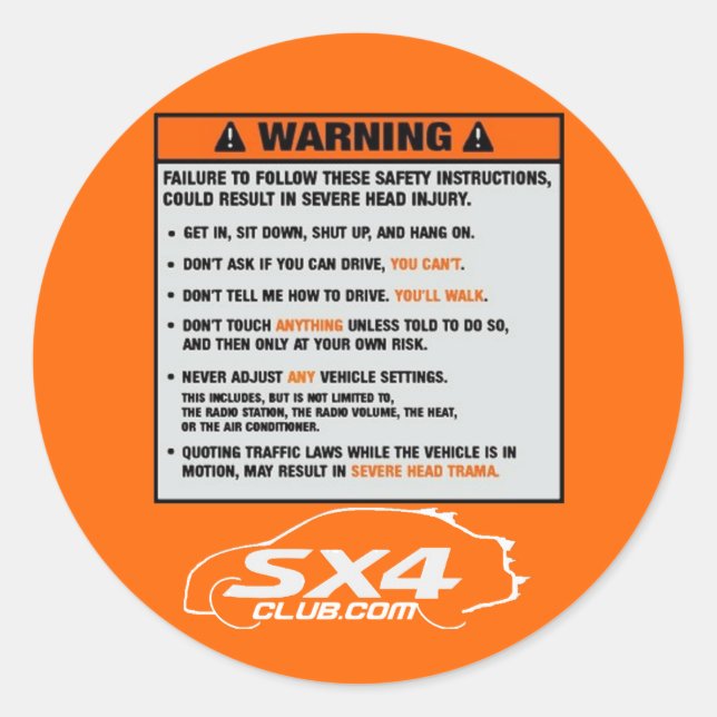 Sedan Warning Sticker (Vorderseite)