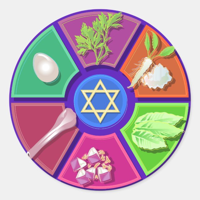 Seder-Teller Runder Aufkleber (Vorderseite)