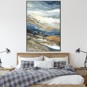 Sediment-Glanz: Blaue und goldene Abstraktion Leinwanddruck