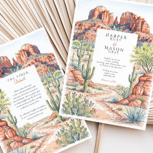 Sedona Arizona Aquarell Wüstenhochzeit Einladung
