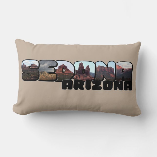 Sedona Arizona Big Letter - Bergblick Lendenkissen (Vorderseite)