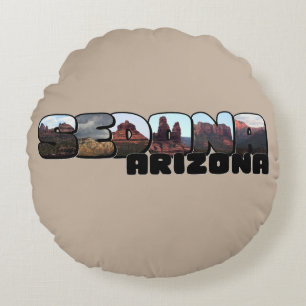 Sedona Arizona Big Letter - Bergblick Rundes Kissen
