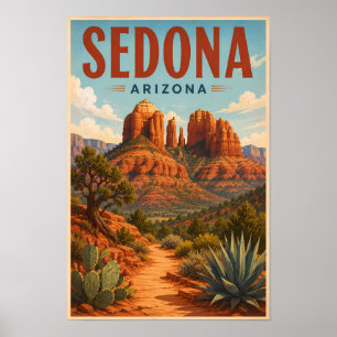 Sedona Arizona Cathedral Rock Illustration Reise  Poster