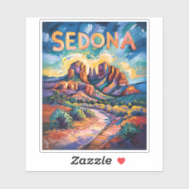 Sedona Arizona Cathedral Rock Van Gogh Vibrant Art Aufkleber