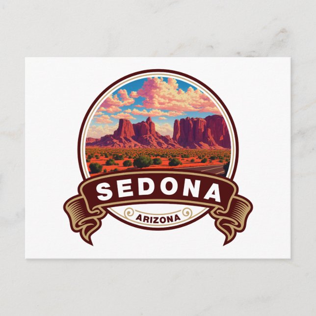 Sedona Arizona Colorful Travel Abzeichen Postkarte (Vorderseite)