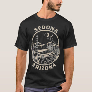 Sedona Arizona Linolschnitt abgenutztes Wüsten T-S T-Shirt