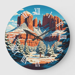 Sedona Arizona Reise Rote Felsen Schnee Große Wanduhr
