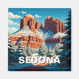 Sedona Arizona Reisen Rote Felsen Schnee Magnet
