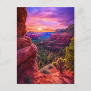 Sedona Arizona Rote Felsen Natur Schöner Sonnenunt Postkarte