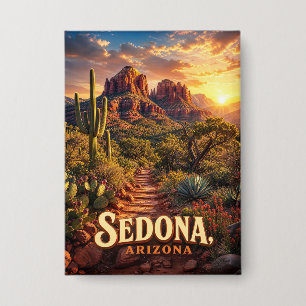 Sedona Arizona Sonnenuntergang Rote Felsen Wüsten Button