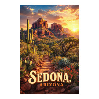Sedona Arizona Sonnenuntergang Rote Felsen Wüsten Fotodruck