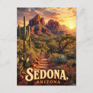 Sedona Arizona Sonnenuntergang Rote Felsen Wüsten Postkarte