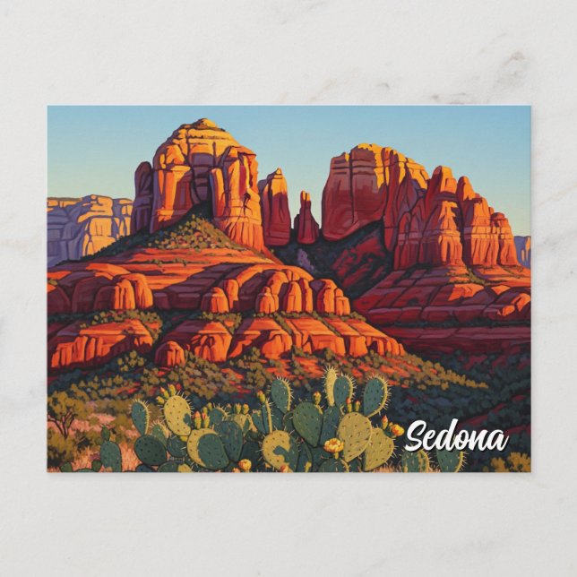 Sedona Arizona Vintage Kaktus Postkarte (Vorderseite)