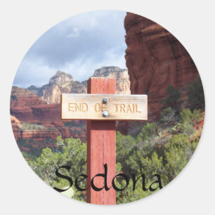 Sedona Ende des Trails Runder Aufkleber