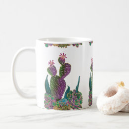 Sedona-Kaktus-Blumen-Fliesen-Design-Tasse Kaffeetasse