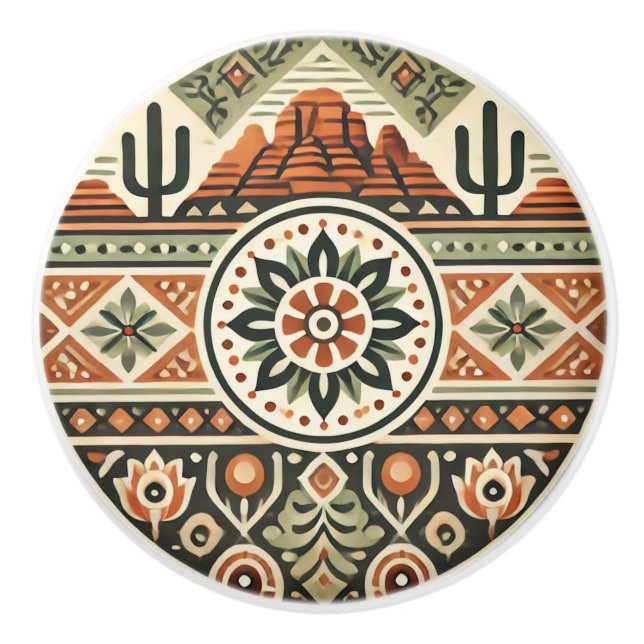 Sedona Southwest Wüste Farben Icons & Style Keramikknauf (Vorderseite)