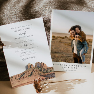 SEDONA Watercolor Boho Wüste Foto Wedding Einladung