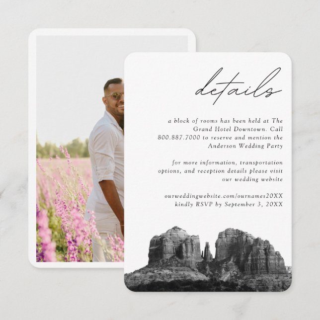 Sedona Wedding Hotel Zimmerblock Details Begleitkarte (Vorne/Hinten)