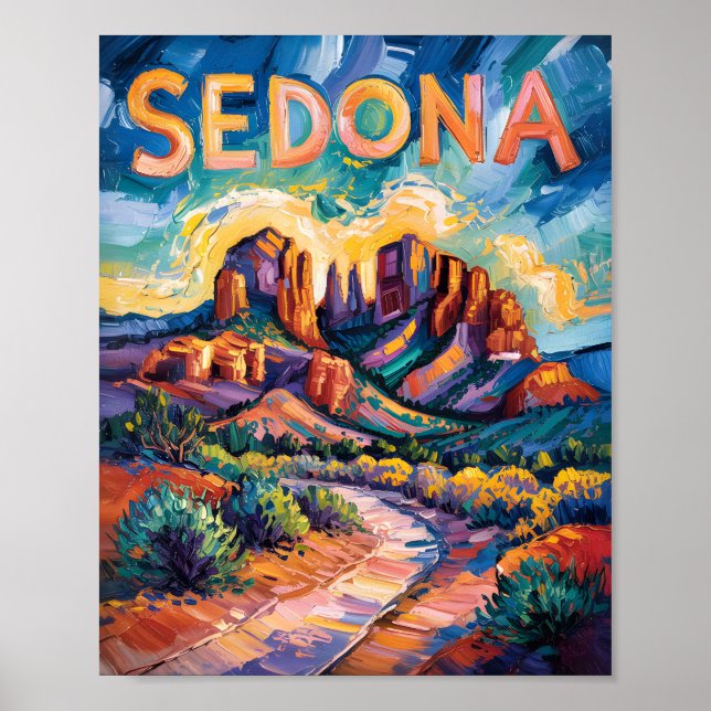 Sedona Wüste Kathedrale Rock Travel Van Gogh Poster (Vorne)