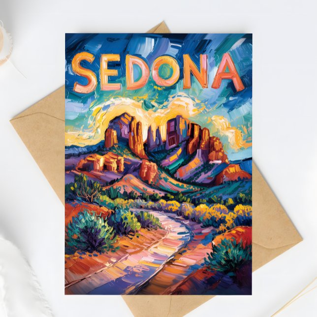 Sedona Wüste Kathedrale Rock Travel Van Gogh Postkarte (Von Creator hochgeladen)