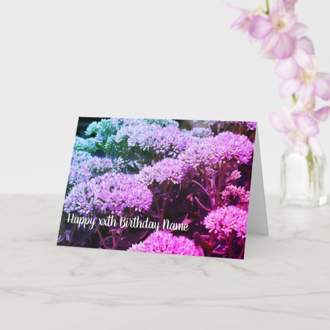 Sedum Rainbow Blume Personalisiert Geburtstag Karte (Orchidee)