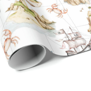 See-Abenteuer Schatzkarte Kompass Geschenkpapier