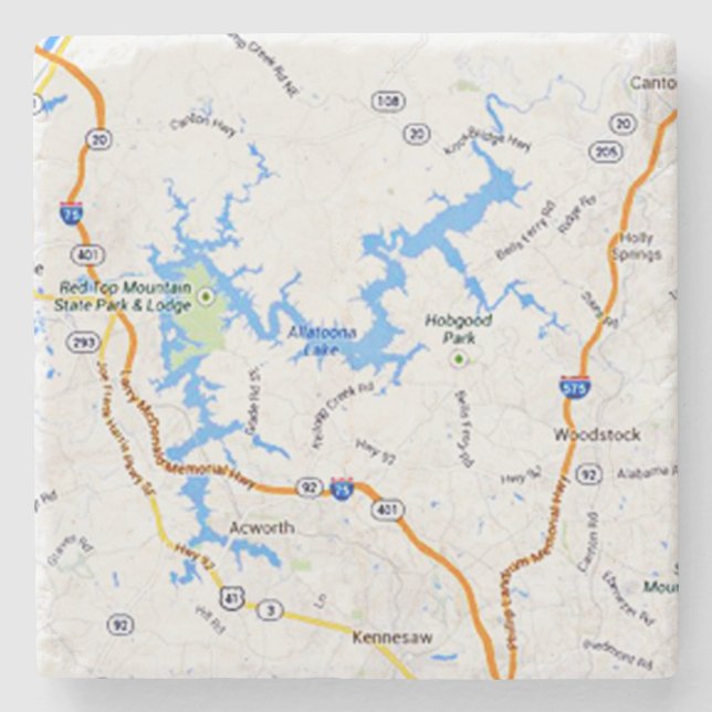 See Allatoona, Karte, Georgia, Steinuntersetzer (Vorderseite)