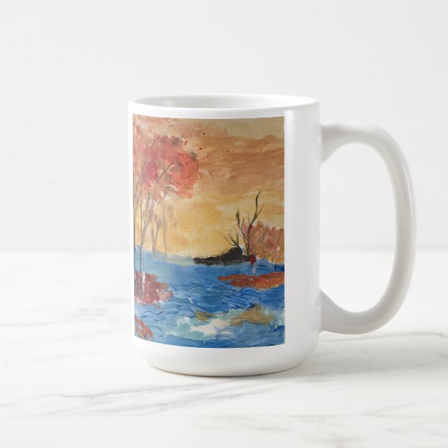 "See and Tree in Yellow" Akrylkunst auf Leinwand Kaffeetasse (Rechts)