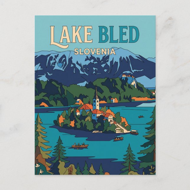 See Bled (Insel Bled) Slowenien Postkarte (Vorderseite)