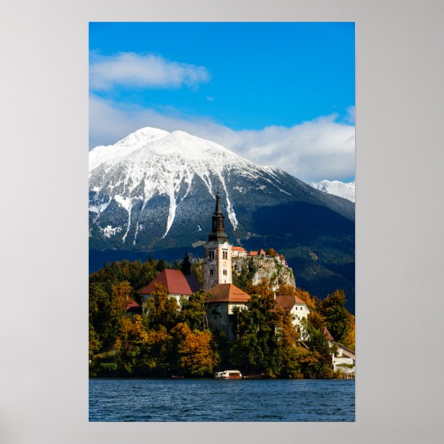 See Bled Landschaft im Herbst Poster (Vorne)