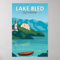 See Bled Slowenien Reise Retro Reise Kunst Vintage