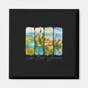 See Bled Slowenien Reise Trip Brushstroke Andenken Magnet