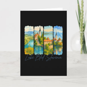 See Bled Slowenien Reise Trip Brushstroke Souvenir Karte