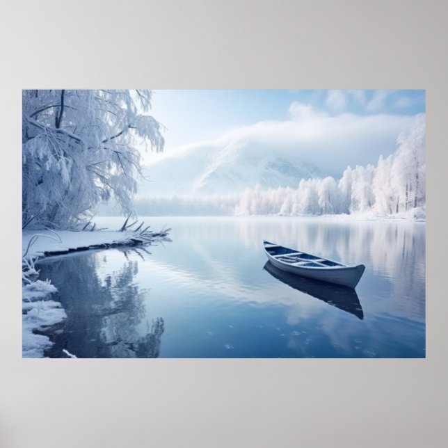 See Bootsee Im Winter Ruhe Landschaft Poster (Vorne)