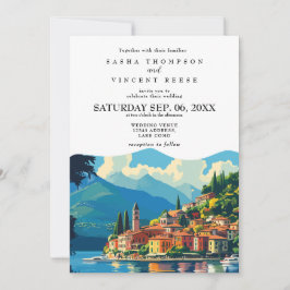 See Como Italien Hochzeit Einladung Retro