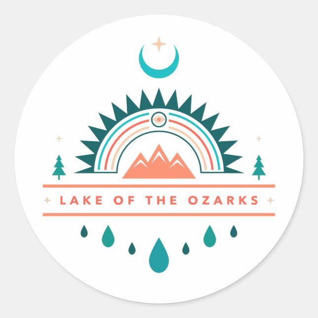 See des Ozarks boho Regenbogenmondes Runder Aufkleber (Vorderseite)