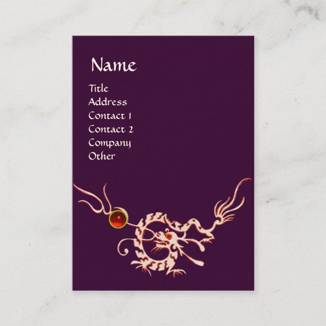 SEE DRACHE 2 RUBIN MONOGRAMM weiß rot violett Visitenkarte (Vorderseite)