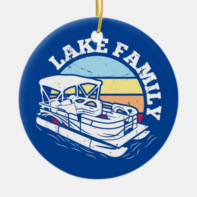 See Familienboot Wochenende Sommer Pontoon Boot Keramik Ornament (Vorne)