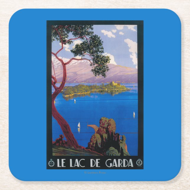 See Garda Reise-förderndes Plakat Rechteckiger Pappuntersetzer (Vorderseite)