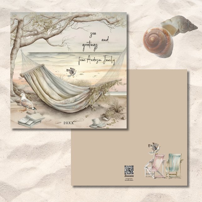 See & Grüße Vintage Sommermeerküste Feiertagskarte (Von Creator hochgeladen)