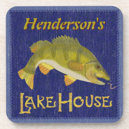 See-Haus-Bass-Fische rustikales See| addieren Getränkeuntersetzer