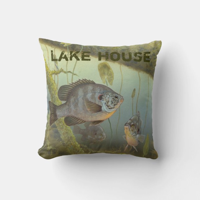 See-Haus-Felsen-Bass-Stangen-Fischen Kissen (Vorderseite)